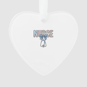 Nurse Bow Stethoscope Vintage Floral Ornament