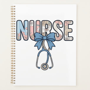 Nurse Bow Stethoscope Vintage Floral Planner