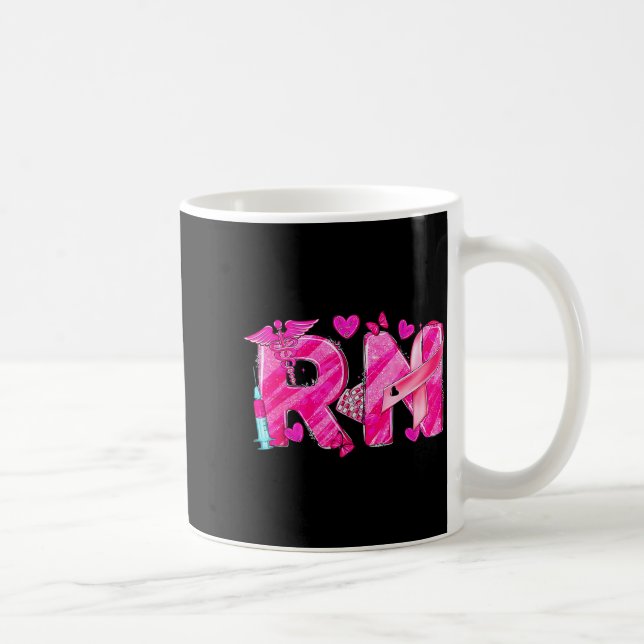 Nurse Breast Cancer Awareness Nk Ribbon Nursing Rn Coffee Mug (Right)