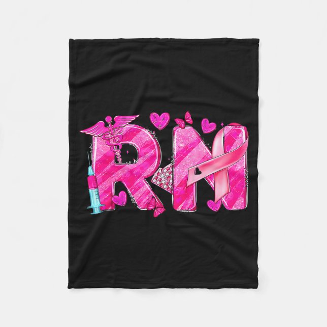 Nurse Breast Cancer Awareness Nk Ribbon Nursing Rn Fleece Blanket (Front)