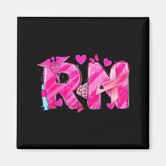 Nurse Breast Cancer Awareness Nk Ribbon Nursing Rn Magnet (Front)