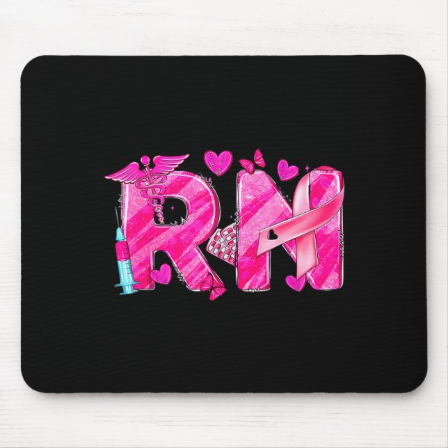 Nurse Breast Cancer Awareness Nk Ribbon Nursing Rn Mouse Mat (Front)