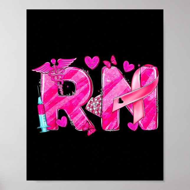 Nurse Breast Cancer Awareness Nk Ribbon Nursing Rn Poster (Front)