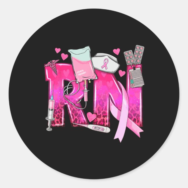Nurse Breast Cancer Awareness Pink Ribbon Nursing  Classic Round Sticker (Front)