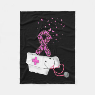 Nurse Breast Cancer Awareness Pink Ribbon Stethosc Fleece Blanket