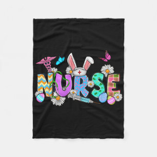 Nurse Bunny Ears Egg Stethoscope Cute Easter Scrub Fleece Blanket
