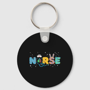 Nurse Bunny Ears Egg Stethoscope Cute Easter Scrub Key Ring