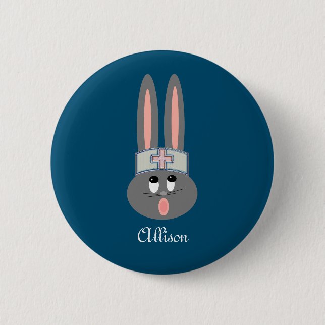 Nurse Bunny Medical Personalised Button (Front)