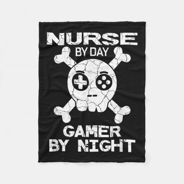 Nurse By Day Gamer By Night - Gaming Quote  Fleece Blanket (Front)