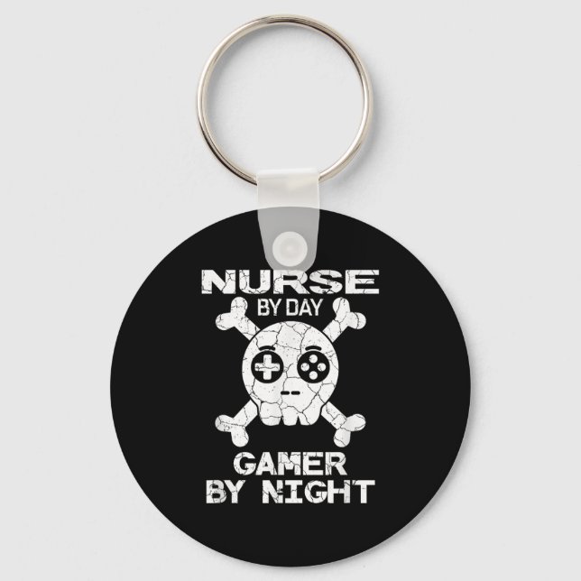 Nurse By Day Gamer By Night - Gaming Quote  Key Ring (Front)