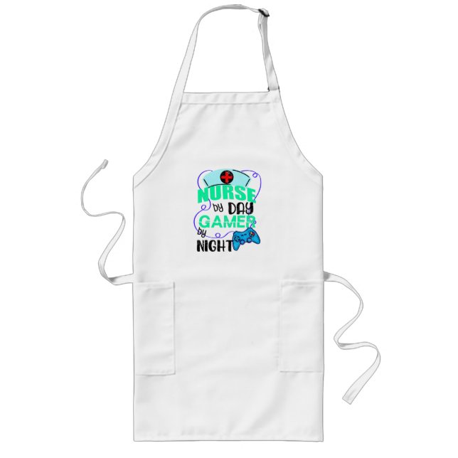 Nurse by Day Gamer by Night Long Apron (Front)
