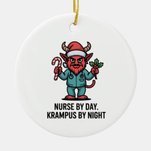 Nurse by Day Krampus by Night Nursing Nurse Ceramic Tree Decoration