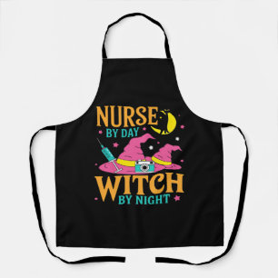Nurse by Day, Witch by Night Cat Halloween Classic Apron