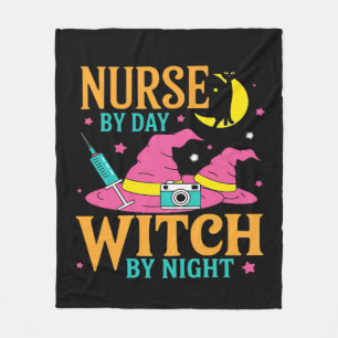 Nurse by Day, Witch by Night Cat Halloween Classic Fleece Blanket