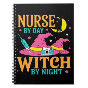 Nurse by Day, Witch by Night Cat Halloween Classic Notebook