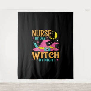 Nurse by Day, Witch by Night Cat Halloween Classic Tapestry