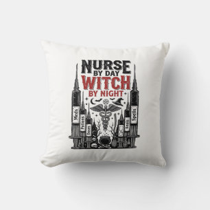 Nurse By Day Witch By Night Halloween Design_1 Cushion