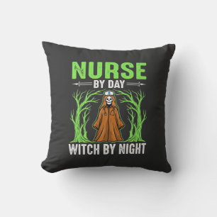 Nurse By Day Witch By Night Halloween Design_1 Cushion