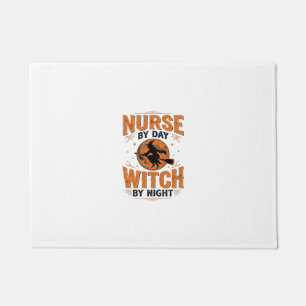Nurse by Day Witch by Night Halloween Design_1 Doormat