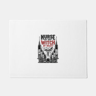 Nurse By Day Witch By Night Halloween Design_1 Doormat