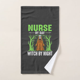 Nurse By Day Witch By Night Halloween Design_1 Hand Towel