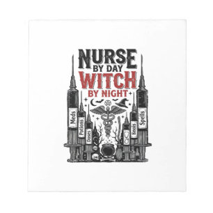 Nurse By Day Witch By Night Halloween Design_1 Notepad