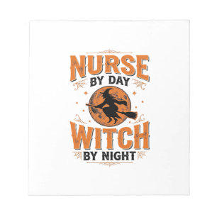 Nurse by Day Witch by Night Halloween Design_1 Notepad