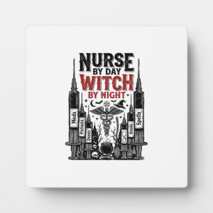 Nurse By Day Witch By Night Halloween Design_1 Plaque