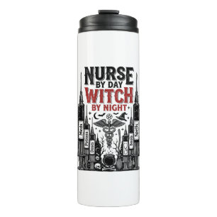 Nurse By Day Witch By Night Halloween Design_1 Thermal Tumbler