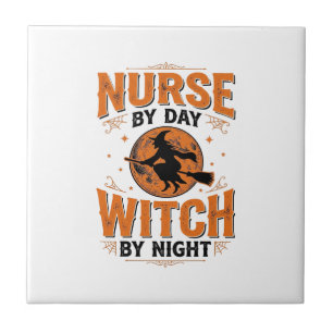 Nurse by Day Witch by Night Halloween Design_1 Tile