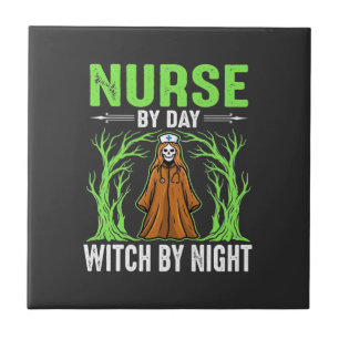 Nurse By Day Witch By Night Halloween Design_1 Tile