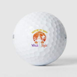 Nurse By Day Witch By Night Halloween Golf Balls