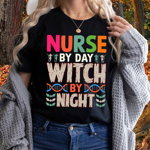 Nurse by Day Witch by Night Halloween Nursing T-Shirt