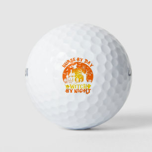 Nurse By Day Witch By Night Halloween Pumpkin Spic Golf Balls