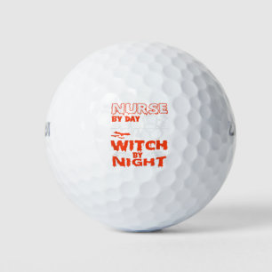 Nurse By Day Witch By Night Halloween Pumpkin Spic Golf Balls