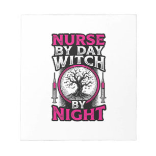 Nurse By Day Witch By Night Halloween Shirt Design Notepad
