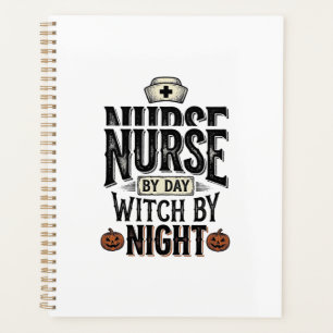Nurse By Day Witch By Night Halloween Shirt Design Planner