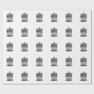 Nurse By Day Witch By Night Halloween Shirt Design Wrapping Paper