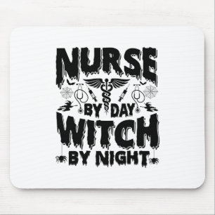 Nurse By Day Witch By Night-Nurse-Halloween-Funny Mouse Mat