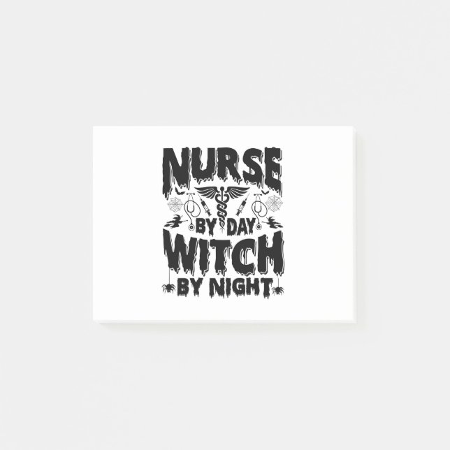Nurse By Day Witch By Night-Nurse-Halloween-Funny Post-it Notes (Front)