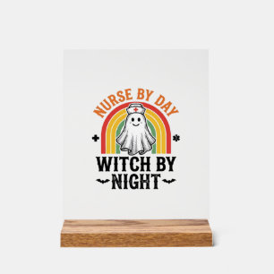 Nurse By Day Witch By Night Vintage Ghost Design_1 Acrylic Sign