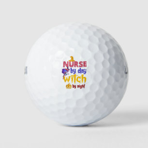 Nurse By Day Witch By Night Vintage Halloween Nurs Golf Balls