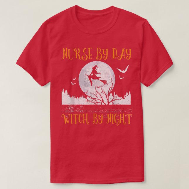 Nurse By Day Witch By Night Women Halloween658 T-Shirt (Design Front)