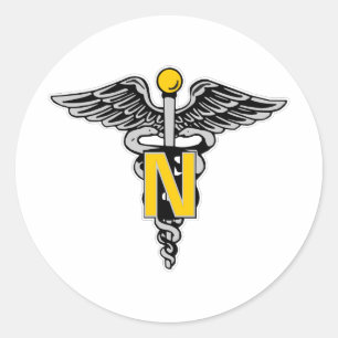 Nurse Caduceus Classic Round Sticker