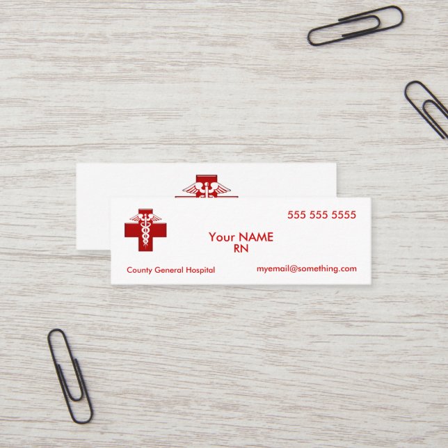 Nurse Caduceus Mini Business Card (Front/Back In Situ)