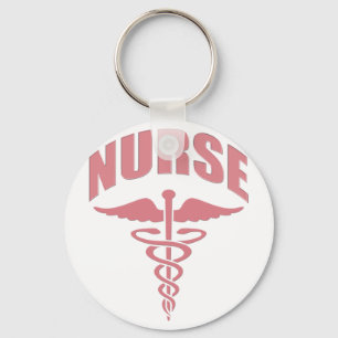 Nurse Caduceus Rose Key Ring
