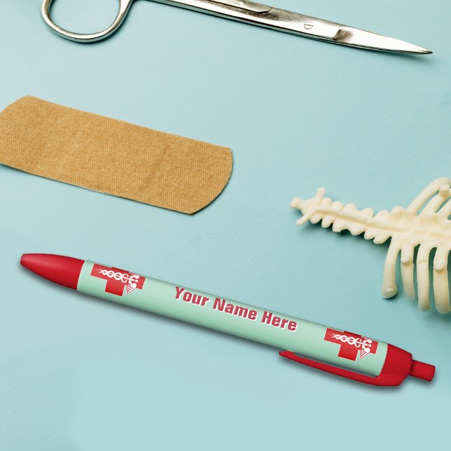 Nurse Caduceus Scrubs Green w/ Name Black Ink Pen (Creator Uploaded)