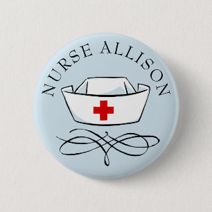 Nurse Cap Add Name 6 Cm Round Badge