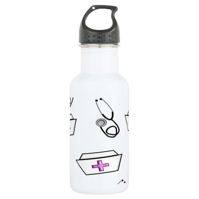 Nurse Cap and Stethoscope 532 Ml Water Bottle (Front)