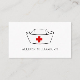 Nurse Cap Monogrammed Name White Professional Business Card